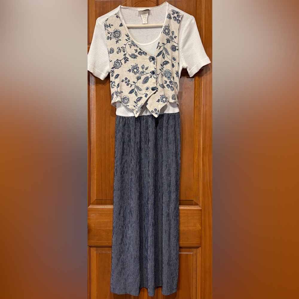 Cream & Navy Printed Maxi Skirt Set - Elegant Everyday Wear